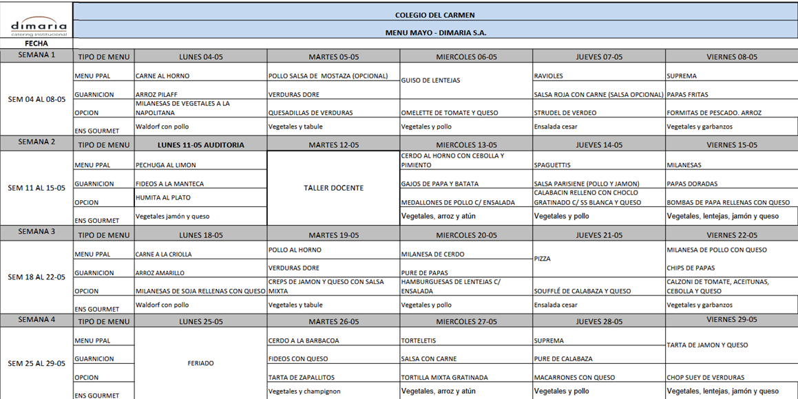 Ciclo Lectivo 2026 – Servicio de Comedor Escolar